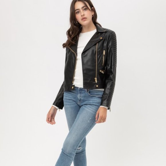 *ONLY 1 LEFT* Faux Leather Moto Jacket - Black - Picture 3 of 5